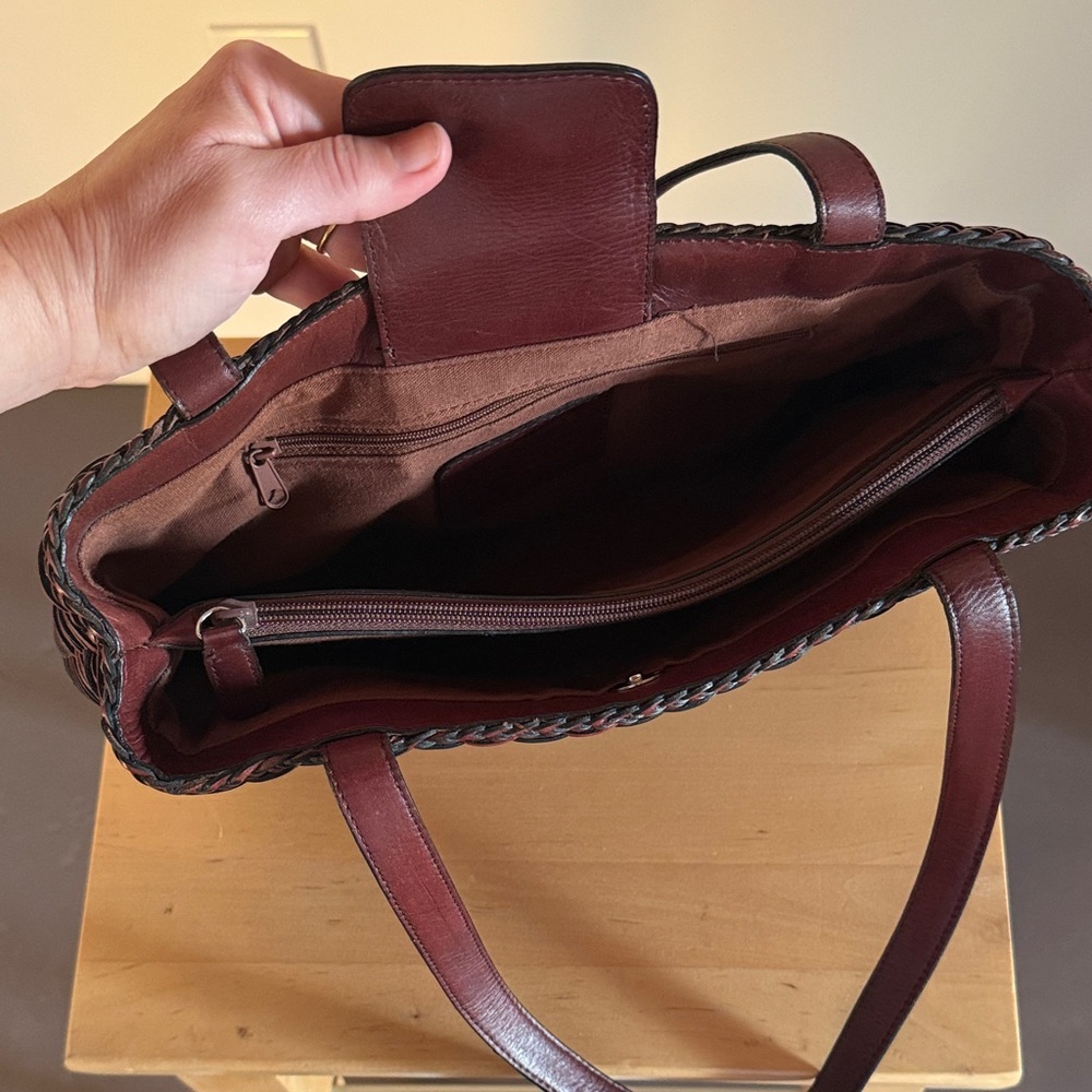FOSSIL Brown Leather Woven Shoulder Bag - Picture 4 of 6